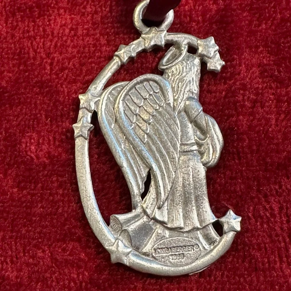 Longaberger 1998 Hope Angel‎ Pewter Christmas Ornament Vintage Basket Silver